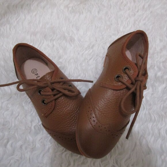 PERROQUET SHOES Boys Wingtip Oxford Leather laced shoes luggage New In Box Sz 27 - Picture 12 of 17